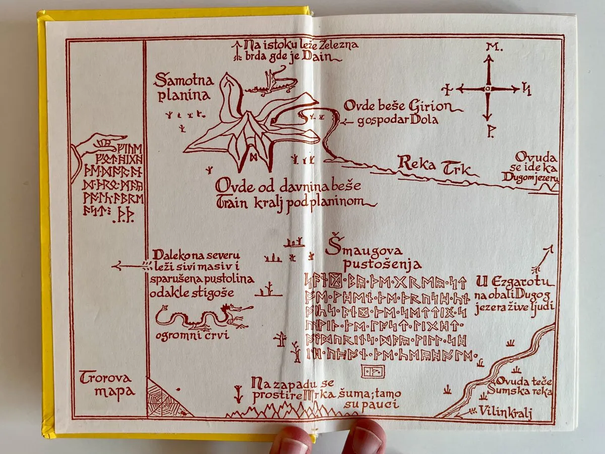 Thror's map printed in red ink