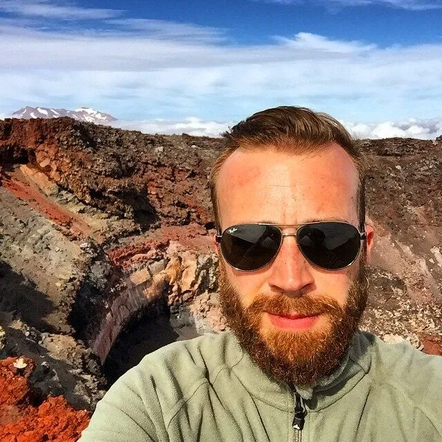 Selfie at the rim of the crater